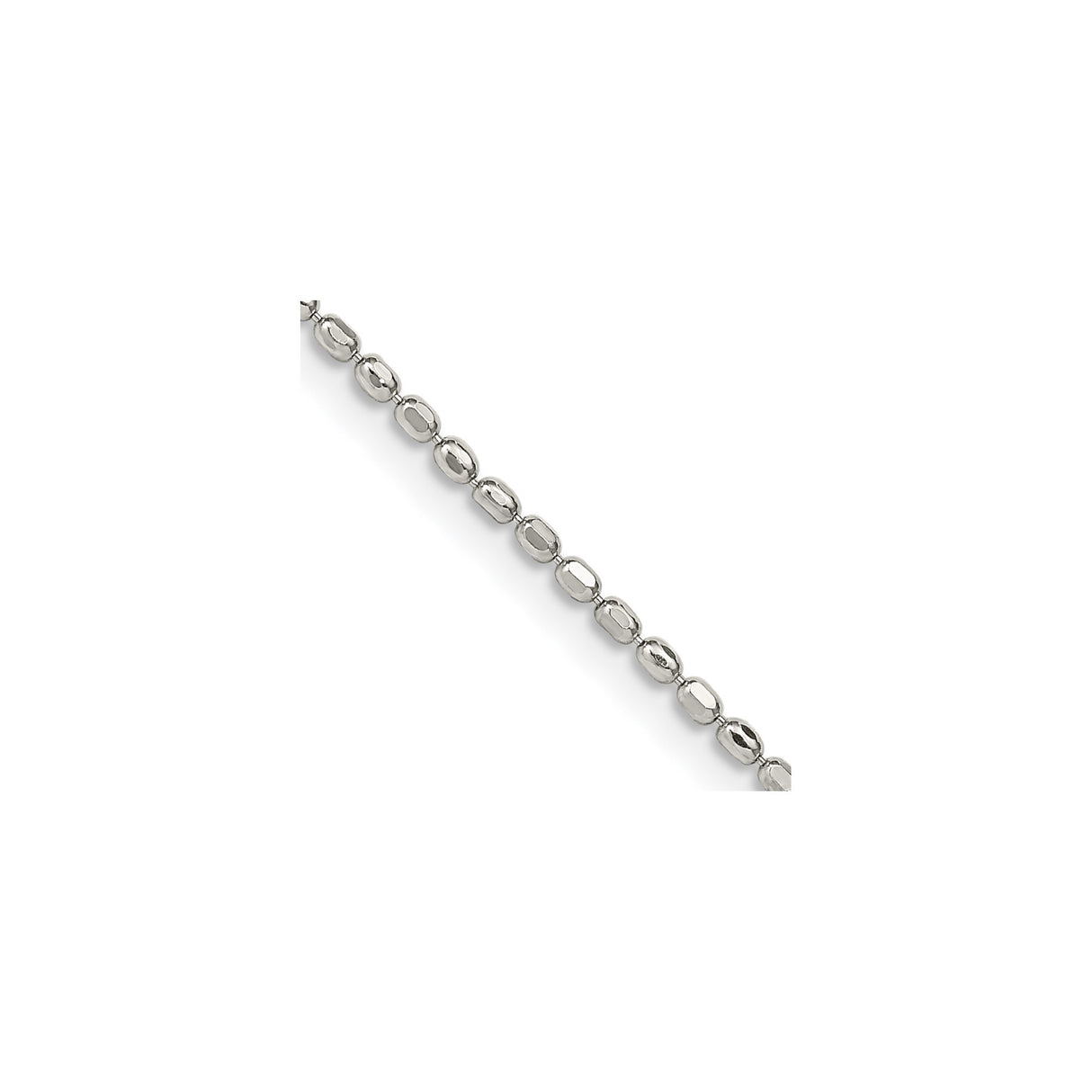 925 White Gold 1.5 mm Polished Chain Necklace, Solid detail view