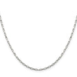 925 White Gold 1.65 mm Box Chain Necklace, Polished