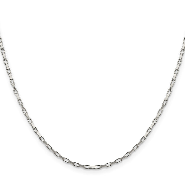 925 White Gold 1.65 mm Box Chain Necklace, Polished