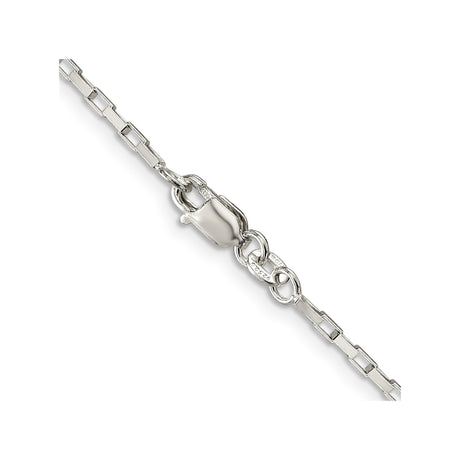 925 White Gold 1.65 mm Box Chain Necklace, Polished alternate angle