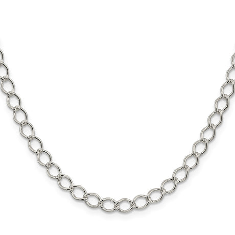 925 White Gold 5.75 mm Curb Chain Necklace, Polished