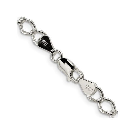 925 White Gold 5.75 mm Curb Chain Necklace, Polished alternate angle