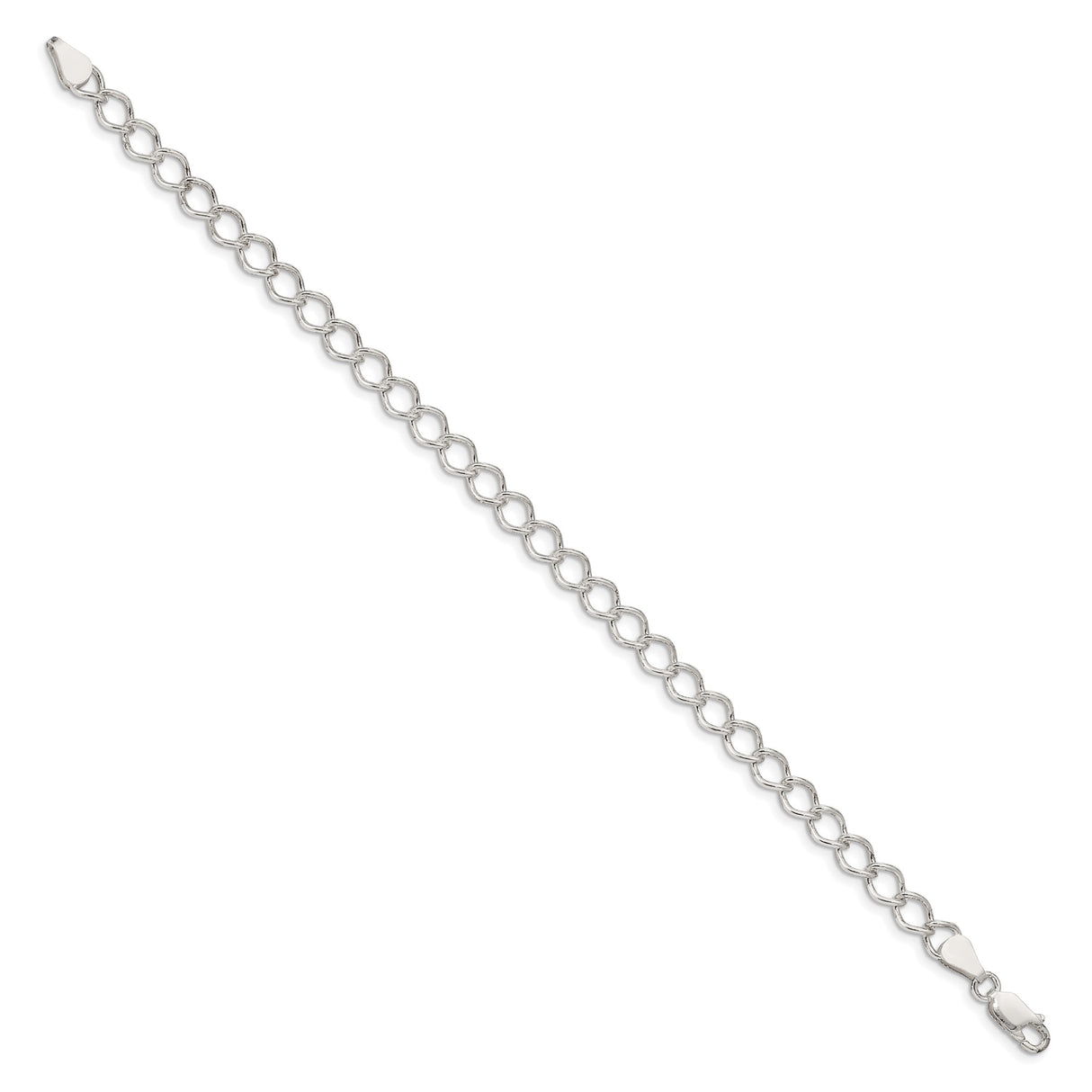 925 White Gold 5.75 mm Curb Chain Bracelet, Polished