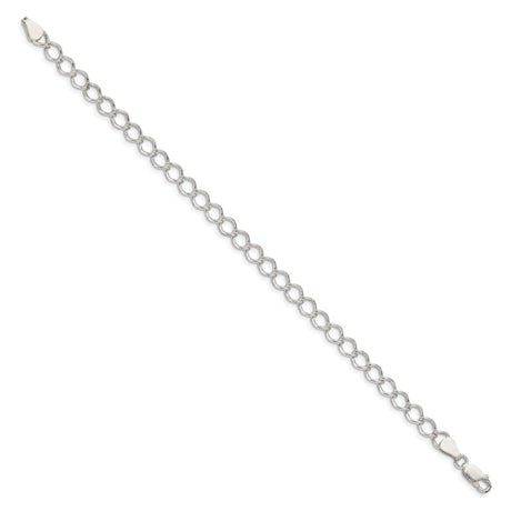 925 White Gold 5.75 mm Curb Chain Bracelet, Polished