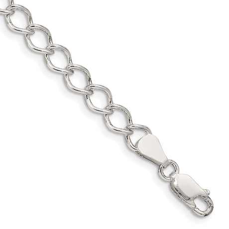 925 White Gold 5.75 mm Curb Chain Bracelet, Polished shown for scale