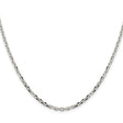925 White Gold 2.75 mm Polished Chain Necklace, Solid