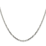 925 White Gold 2.75 mm Polished Chain Necklace, Solid