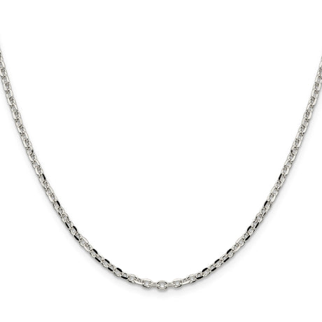 925 White Gold 2.75 mm Polished Chain Necklace, Solid