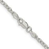 925 White Gold 2.75 mm Polished Chain Necklace, Solid alternate angle