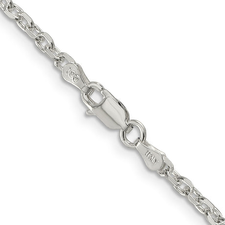 925 White Gold 2.75 mm Polished Chain Necklace, Solid alternate angle