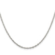925 White Gold 2.25 mm Polished Chain Necklace, Solid