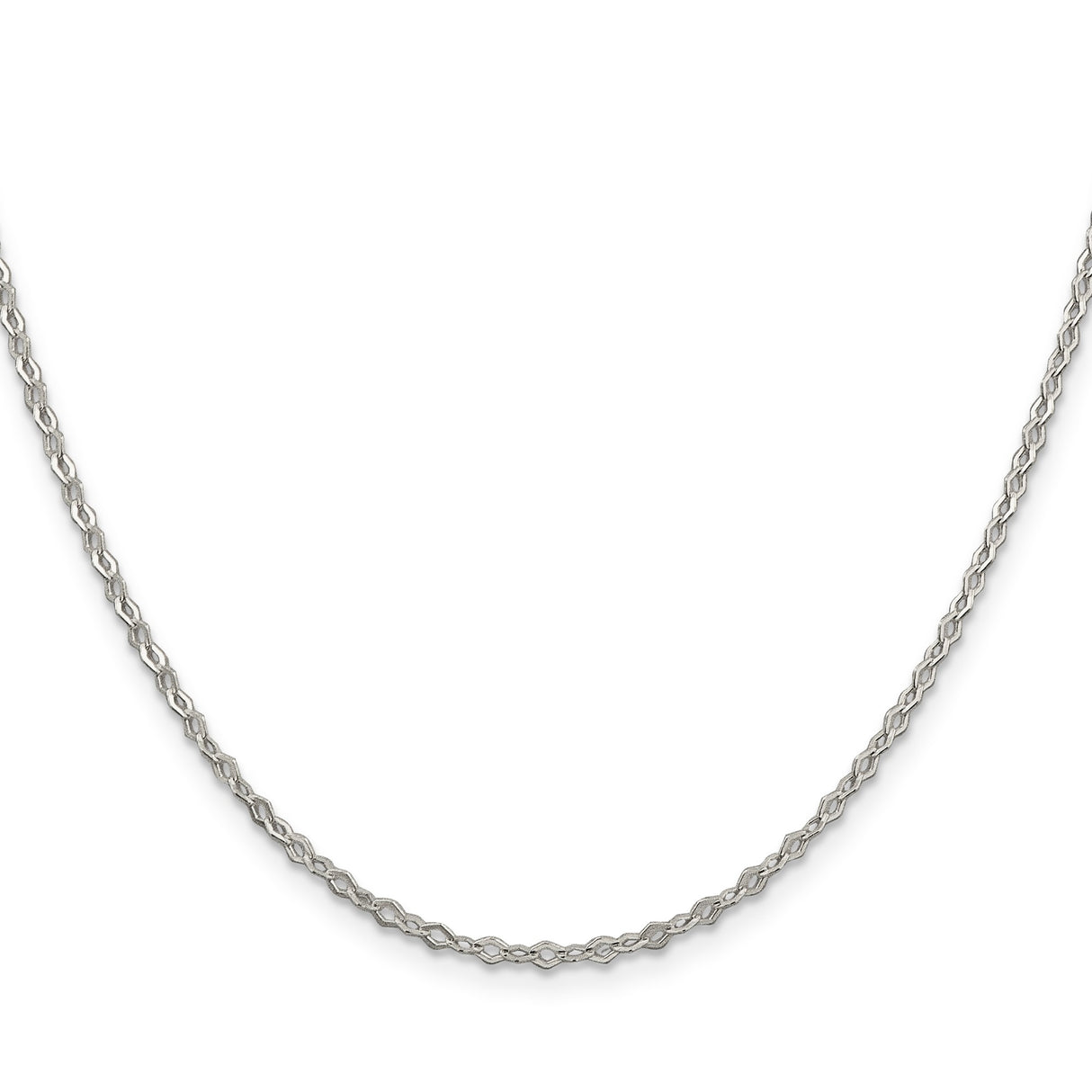925 White Gold 2.25 mm Polished Chain Necklace, Solid