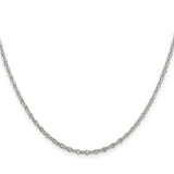 925 White Gold 2.25 mm Polished Chain Necklace, Solid
