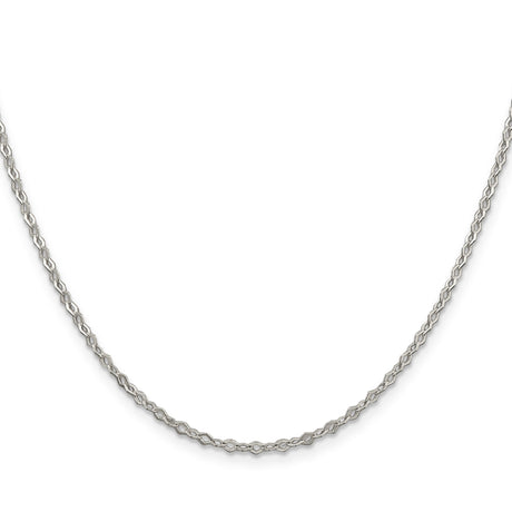 925 White Gold 2.25 mm Polished Chain Necklace, Solid