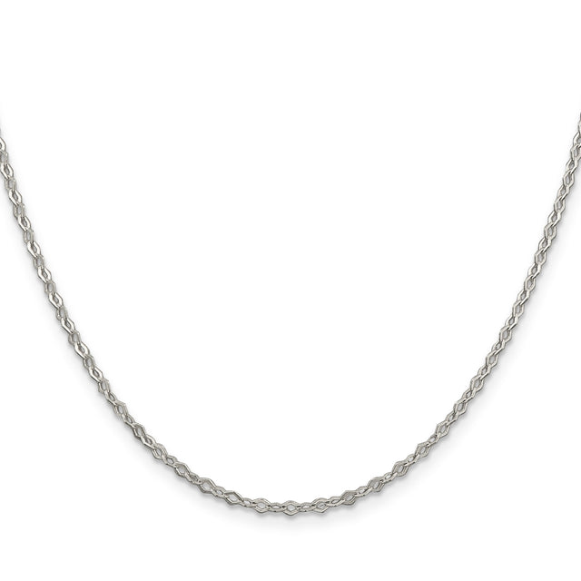 925 White Gold 2.25 mm Polished Chain Necklace, Solid