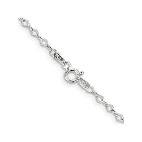 925 White Gold 2.25 mm Polished Chain Necklace, Solid alternate angle