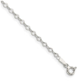 925 White Gold 2.25 mm Polished Chain Bracelet, Solid shown for scale