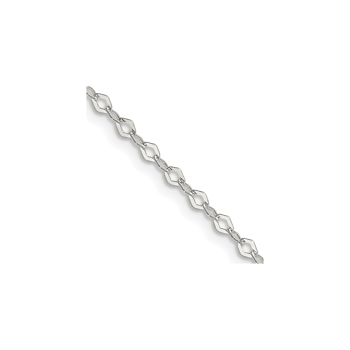 925 White Gold 2.25 mm Polished Chain Necklace, Solid detail view