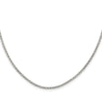 925 White Gold 2 mm Polished Chain Necklace, Solid