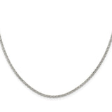 925 White Gold 2 mm Polished Chain Necklace, Solid