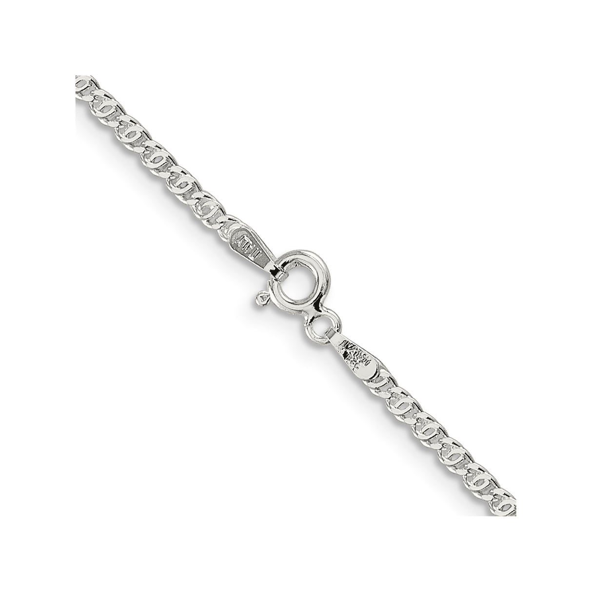 925 White Gold 2 mm Polished Chain Necklace, Solid alternate angle