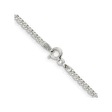 925 White Gold 2 mm Polished Chain Necklace, Solid alternate angle