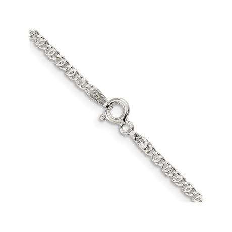 925 White Gold 2 mm Polished Chain Necklace, Solid alternate angle