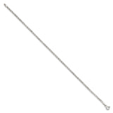 925 White Gold 2 mm Polished Chain Bracelet, Solid