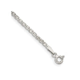 925 White Gold 2 mm Polished Chain Bracelet, Solid shown for scale