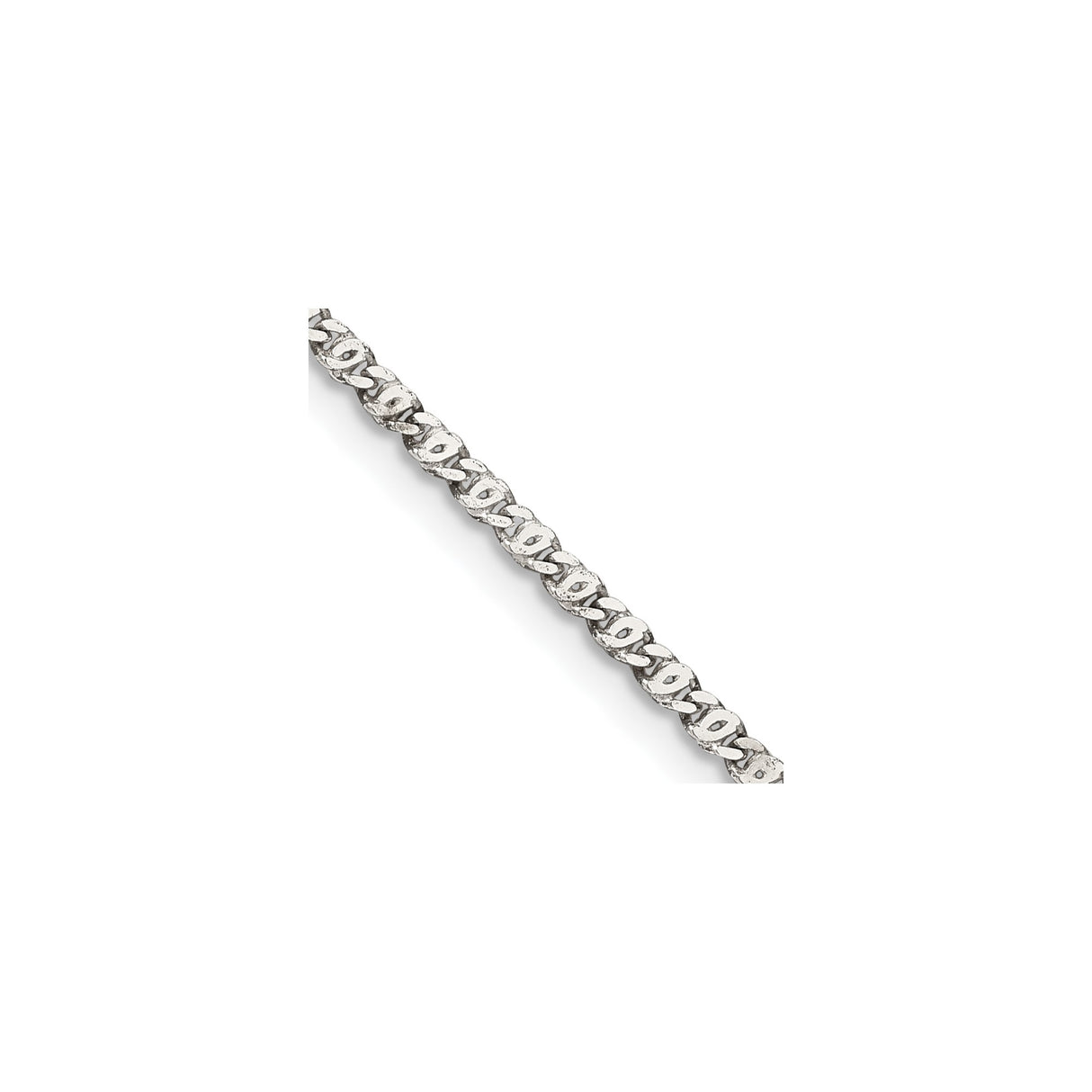 925 White Gold 2 mm Polished Chain Necklace, Solid detail view