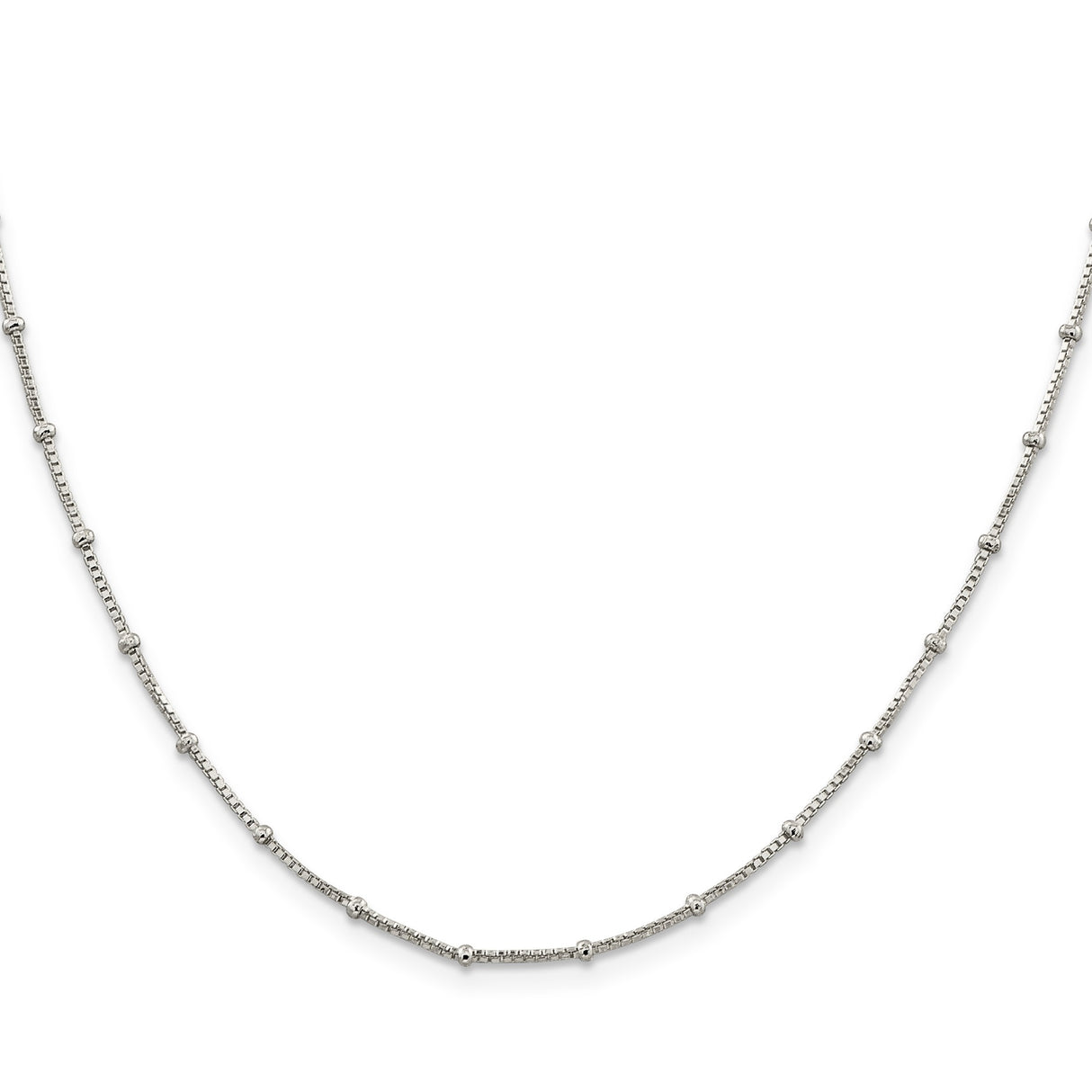 925 White Gold 1.25 mm Polished Chain Necklace, Solid