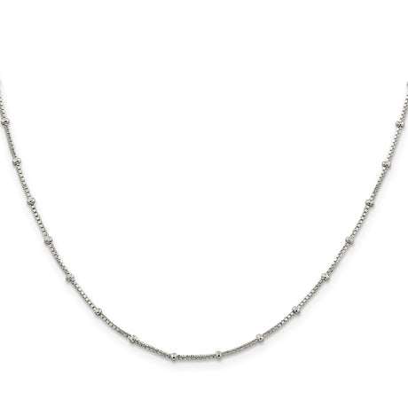 925 White Gold 1.25 mm Polished Chain Necklace, Solid
