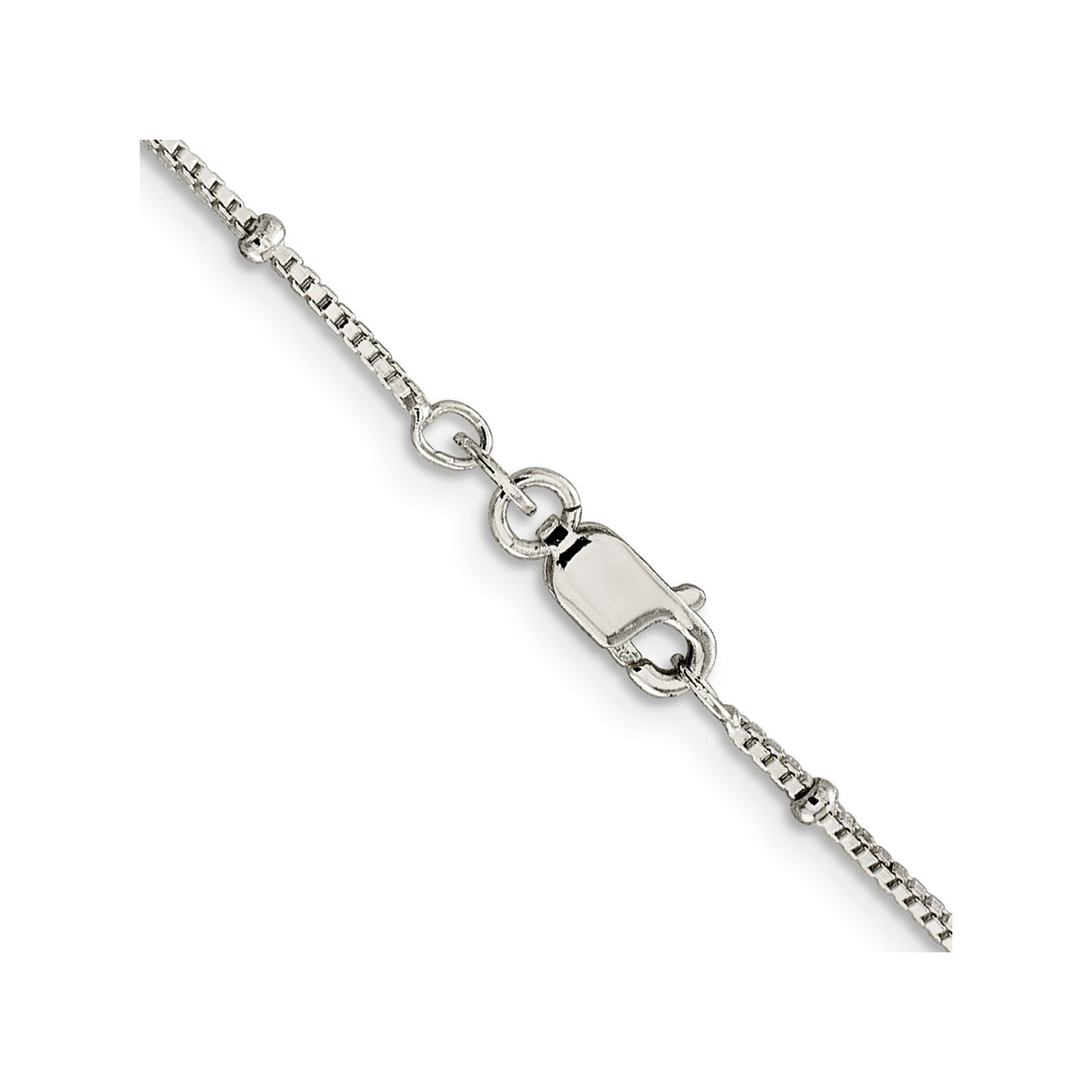 925 White Gold 1.25 mm Polished Chain Necklace, Solid alternate angle