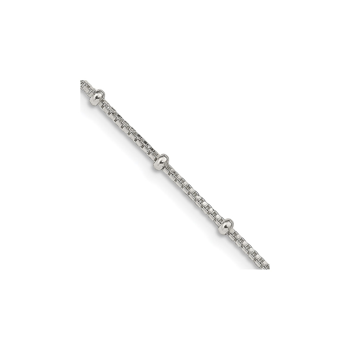 925 White Gold 1.25 mm Polished Chain Necklace, Solid detail view