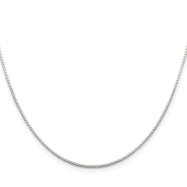 925 White Gold 1 mm Box Chain Necklace, Polished