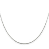 925 White Gold 1 mm Box Chain Necklace, Polished