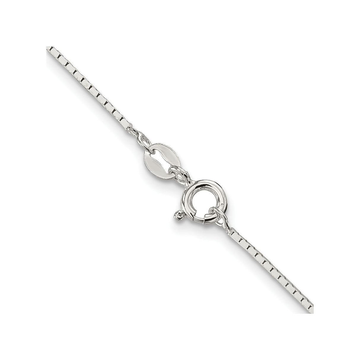925 White Gold 1 mm Box Chain Necklace, Polished alternate angle
