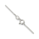 925 White Gold 1 mm Box Chain Necklace, Polished alternate angle