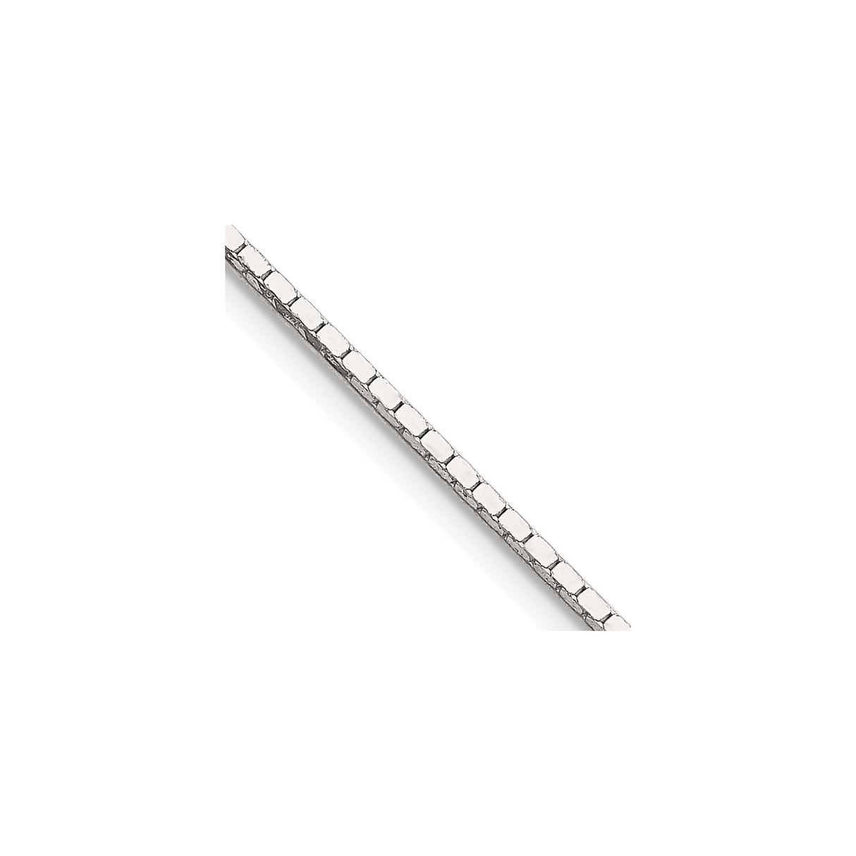 925 White Gold 1 mm Box Chain Necklace, Polished alternate angle
