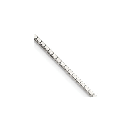 925 White Gold 1 mm Box Chain Necklace, Polished alternate angle