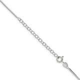 925 White Gold 1 mm Box Chain Necklace, Polished detail view
