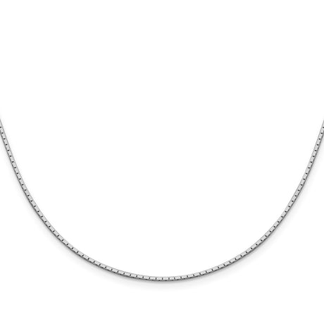 925 White Gold 1.25 mm Box Chain Necklace, Polished