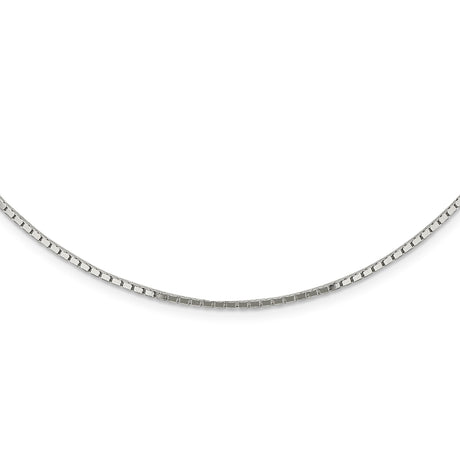 925 White Gold 1.5 mm Box Chain Necklace, Polished