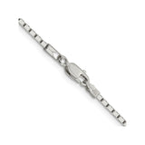 925 White Gold 1.5 mm Box Chain Necklace, Polished alternate angle