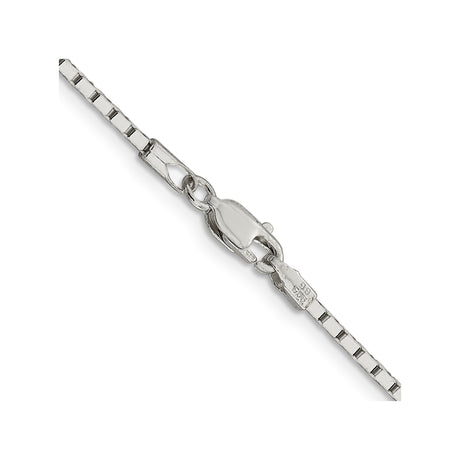 925 White Gold 1.5 mm Box Chain Necklace, Polished alternate angle