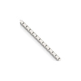925 White Gold 1.5 mm Box Chain Necklace, Polished detail view