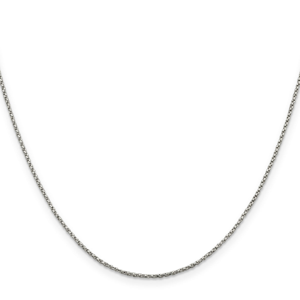 925 White Gold 1.25 mm Box Chain Necklace, Polished