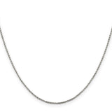 925 White Gold 1.25 mm Box Chain Necklace, Polished
