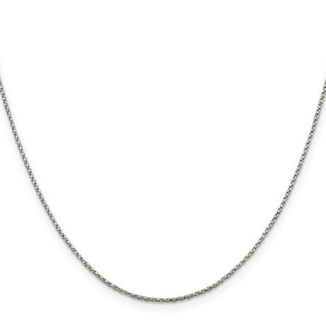 925 White Gold 1.25 mm Box Chain Necklace, Polished