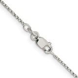 925 White Gold 1.25 mm Box Chain Necklace, Polished alternate angle